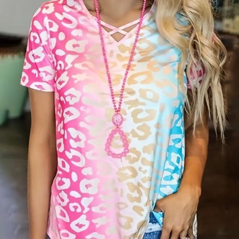 🌊Ombre Leopard Tshirt
